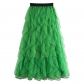 Wavy mesh tulle skirt for women summer 2022 new elastic waist slim medium-length solid color swing skirt