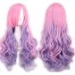 New European and American gradient color cosplay anime wig COS Harajuku style colorful female long curly hair headpiece lolita