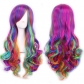 New European and American gradient color cosplay anime wig COS Harajuku style colorful female long curly hair headpiece lolita