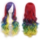 New European and American gradient color cosplay anime wig COS Harajuku style colorful female long curly hair headpiece lolita