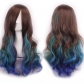 New European and American gradient color cosplay anime wig COS Harajuku style colorful female long curly hair headpiece lolita