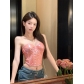 Heavy-duty fantasy colorful sequined fishbone bra tube top European and American hot girls pure desire to wear short vest top