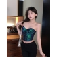 Heavy-duty fantasy colorful sequined fishbone bra tube top European and American hot girls pure desire to wear short vest top