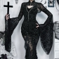 Dark Gothic New Chinese Flocking Cardigan 2025 New Flared Sleeve Lace Dark Cardigan