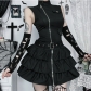 Dark Gothic Retro Zipper Vest Dress 2025 New Individual Street Punk Dress Women