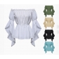 New Spring/Summer Women's Renaissance Shirts Ruffle Sleeve Off-The-Shoulder Ruffle Shirt Country Tops