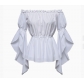 New Spring/Summer Women's Renaissance Shirts Ruffle Sleeve Off-The-Shoulder Ruffle Shirt Country Tops