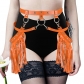 European and American trendy sexy fashion leather body chain set leather tassel belt belt integrated strap