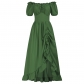 Halloween costume one-shoulder drawstring Victorian retro palace style solid color dress