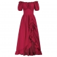 Halloween costume one-shoulder drawstring Victorian retro palace style solid color dress