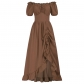 Halloween costume one-shoulder drawstring Victorian retro palace style solid color dress