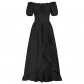 Halloween costume one-shoulder drawstring Victorian retro palace style solid color dress