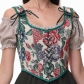 New French retro printed tops suspenders with flowers, adjustable body shapers, suspenders, tight fishbone corsets