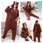 New arrival flannel cartoon animal Brown Bear one-piece pajamas