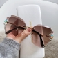 Diamond-studded sunglasses for women, new cross-border models, large face slimming, UV protection, crystal-cut frameless sunglasses