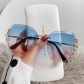 Diamond-studded sunglasses for women, new cross-border models, large face slimming, UV protection, crystal-cut frameless sunglasses