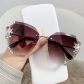 Diamond-studded sunglasses for women, new cross-border models, large face slimming, UV protection, crystal-cut frameless sunglasses