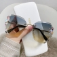 Diamond-studded sunglasses for women, new cross-border models, large face slimming, UV protection, crystal-cut frameless sunglasses