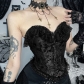 Fishbone tube top French jacquard tube top New Gothic dark style waist tube top