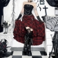 Spring new dark style plaid skirt New red plaid irregular adjustable multi-wear skirt