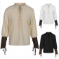 European and American spring and autumn men's Renaissance clothing shirt medieval steam punk pirate top inner wear